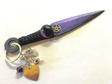 Purple Metallic Athame Dagger: Witch Charms Altar Piece (6 Inches)