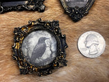 Magnets 3 antiqued frames lot samhain witchy theme OOAK handmade gift (H)