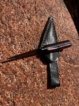 Athame Dagger - Damascus Bosom Dagger with Sheath Resin Handle Burgundy Blue Handmade 5.5 Inches