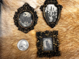 Magnets 3 antiqued frames lot samhain witchy theme OOAK handmade gift (G)