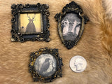 Magnets 3 antiqued frames lot samhain witchy theme OOAK handmade gift (H)