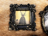 Magnets 3 antiqued frames lot samhain witchy theme OOAK handmade gift (H)