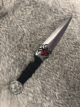 Athame / Dagger - Rams Head Pentacle Spider 6 Inches Black Wrapped Handle