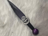 Raven Moon Pentacle Athame: Copper or Silver, Purple & Black Blade Scribe Gift Box