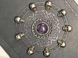 Journal Amethyst Gemstone Brass Skulls Grimoire Book of Shadows Celtic 5.75" x 8.25"