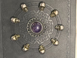 Journal Amethyst Gemstone Brass Skulls Grimoire Book of Shadows Celtic 5.75" x 8.25"