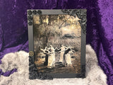 Circle of Witches Picture Framed Roses Matte Black Bronze Pentacle 8x10 Hanging or Standing