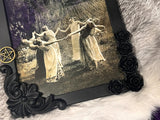 Circle of Witches Picture Framed Roses Matte Black Bronze Pentacle 5x7 Hanging or Standing