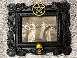 Witch Circle Magnet, Bronze Skull & Pentacle, Dark Samhain Decor