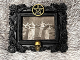 Witch Circle Magnet, Bronze Skull & Pentacle, Dark Samhain Decor
