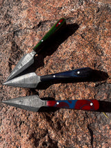 3 Damascus Bosom Athame Dagger Sheath Wood Resin Handle Handmade 5.5 Inches Lot 2