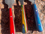 3 Damascus Bosom Athame Dagger Sheath Wood Resin Handle Handmade 5.5 Inches Lot 3
