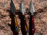 3 Damascus Bosom Athame Dagger Sheath Wood Handle Handmade 5.5 Inches Lot 5