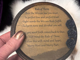 Wood Plaque Rule of Three Pentacles 6" Black Roses