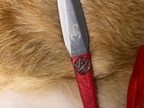 Athame / Dagger Stainless / Red Tibet Silver Pentacle Scorpion 6" (MINI-1064)