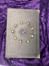 Journal Amethyst Gemstone Brass Skulls Grimoire Book of Shadows Celtic 5.75" x 8.25"