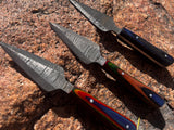 3 Damascus Bosom Athame Dagger with Sheath Wood Handle Handmade 5.5 Inches Lot 1