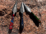 3 Damascus Bosom Athame Dagger Sheath Wood Resin Handle Handmade 5.5 Inches Lot 2