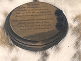 Wood Plaque Rule of Three Pentacles 6" Black Roses