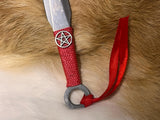 Athame / Dagger Stainless / Red Tibet Silver Pentacle Scorpion 6" (MINI-1064)