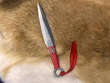 Athame / Dagger Stainless / Red Tibet Silver Pentacle Scorpion 6" (MINI-1064)