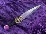 Raven Moon Pentacle Athame: Copper or Silver, Purple & Black Blade Scribe Gift Box