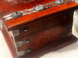 Lilith Lucifer Lapis Lazuli Chest Large Wood Carved Red Mango 10x6" OOAK Sigil