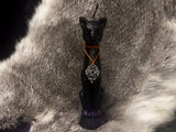 Freya Offering Black Cat Candle Purple Metallic Ombre 7 Inches Handmade Pentacle Celtic