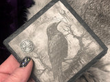 Lilith Altar Tile Slate Raven 4x4 Inches Handmade