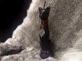 Freya Offering Black Cat Candle Purple Metallic Ombre 7 Inches Handmade Pentacle Celtic