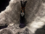 Freya Offering Black Cat Candle Purple Metallic Ombre 7 Inches Handmade Pentacle Celtic