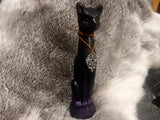 Freya Offering Black Cat Candle Purple Metallic Ombre 7 Inches Handmade Pentacle Celtic