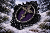 Gothic Cross Skeleton Witchy Frame Purple Velvet Handmade Small OOAK