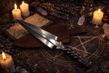 Athame Horned Moth Moon Hand Forged Railroad Spike 10.5 Inches Heavy Ceremonial Blade
