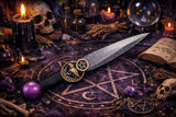 Raven Moon Pentacle Athame: Copper or Silver, Purple & Black Blade Scribe Gift Box