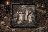 Hecate Altar Tile Slate Triple Moon Goddess Dancing Witches 4x4 Inches Handmade