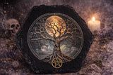 Yggdrasil Tree of Life Bronze Pentacle Altar Tile Slate 4x4 Inches Handmade