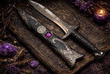 Athame - Celtic Pentacle Amethyst Stone Stainless Steel Double Sided Unsharpened Blade