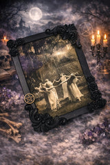 Circle of Witches Picture Framed Roses Matte Black Bronze Pentacle 5x7 Hanging or Standing