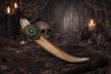 Pocket Wand - Whitetail Deer Antler Quartz Crystal Leather Malachite 5 Inches