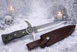 Celtic Pentacle Athame Dagger – Black Walnut Handle, Leather Sheath
