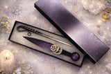Raven Moon Pentacle Athame: Copper or Silver, Purple & Black Blade Scribe Gift Box