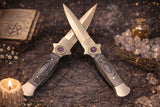Athame Stainless Steel Black Wood Handle Amethyst Runes Viking Norse Two Sizes