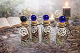 Intention Jars Set: Herbs, Gemstones, Pentagram Charm