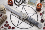 Athame Stainless Steel Black Wood Handle Raven Moon Pentagram