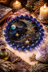 Handmade Celestial Moon Suncatcher: Blue Glass & Acrylic Disc