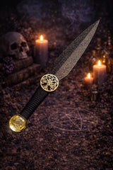 Athame / Dagger - Small - Black / Purple Metallic Silver Tree of Life Embellishment 6.5 Inches