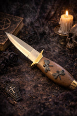 Athame - Brass and Wood Handle 7.5 inches Dragonflies Dragonfly