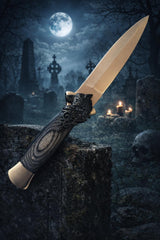 Athame Stainless Steel Black Wood Handle Black Celtic Wolf