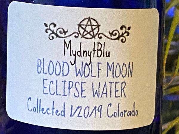 Crystal Infused Blood Moon Wolf Eclipse Water